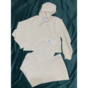 Old Navy Womens Wide Leg Drawstring Casual Pants & Hoodie Ivory Beige Size XS